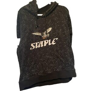 Staple Pigeon Hoodie Mens Large Black White Pigeon heavyweight kangaroo pocket